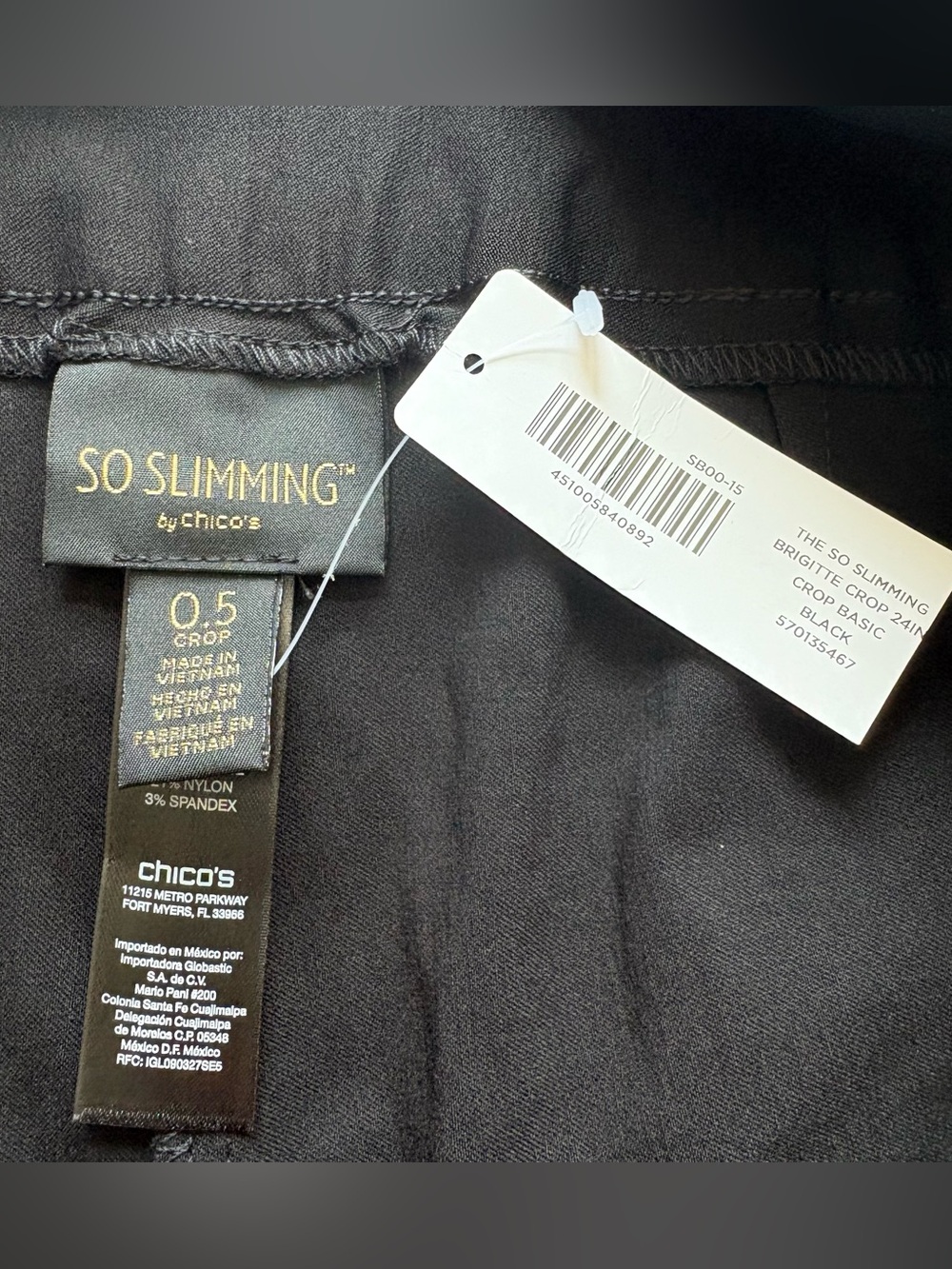 NWT Chico's So Slimming Brigitte Crop Pants Black Pull On Size 0.5 (Women's 6) - Picture 5 of 10